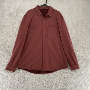 Lululemon Compatibility Shirt Mens XL Maroon Snap Front Long Sleeve Technical